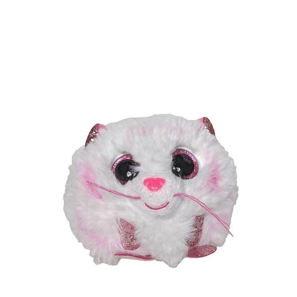 Ty Puffies Tabor Pink White Tiger Plush Stuffed Animal 2021 3.5" - Picture 1 of 6